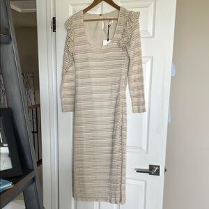 Elegant Cream Striped Dress